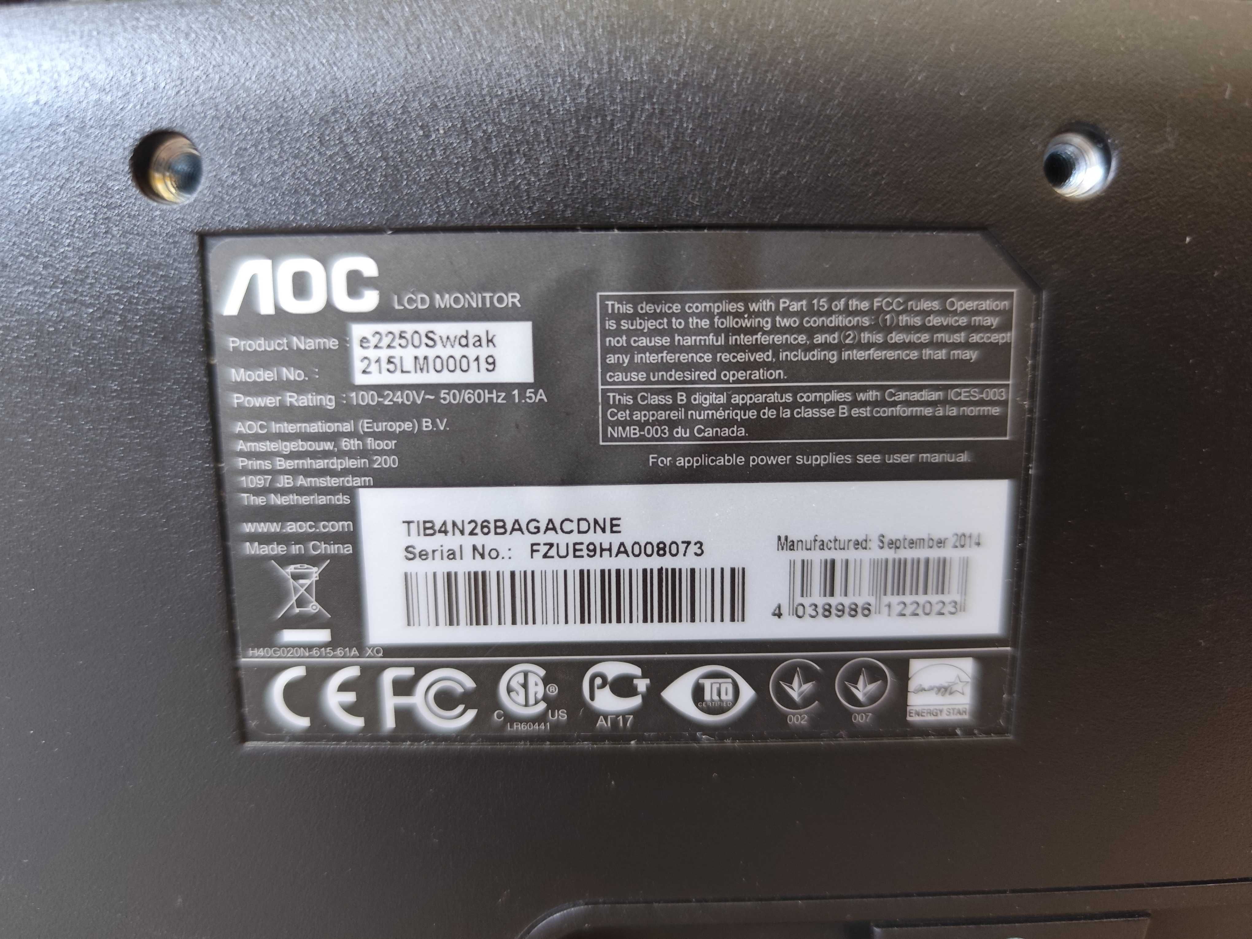 AOC LCD monitor 22" FULL HD