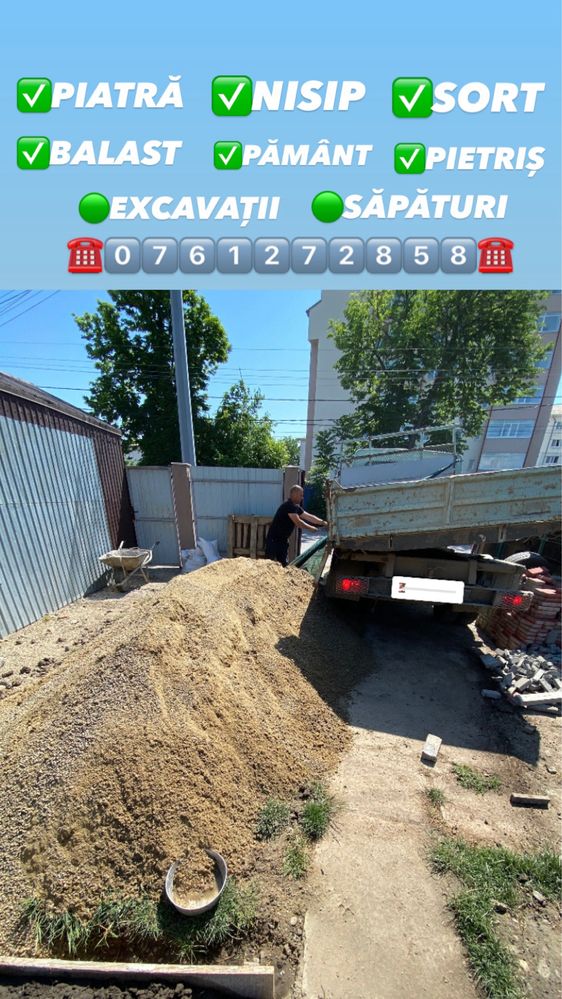 Pământ Negru-Vegetal,Nisip,piatră, sort+Servicii miniexcavator