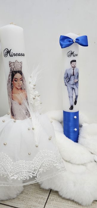 Lumânări nuntă 180 lei buchete mireasa 130 lei