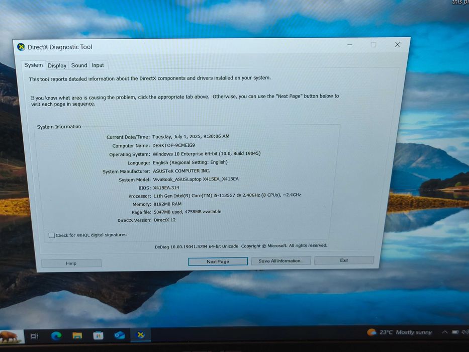 laptop ultraportabil Asus Vivobook X415EA i5 1135G7 8gb ram ssd 256gb