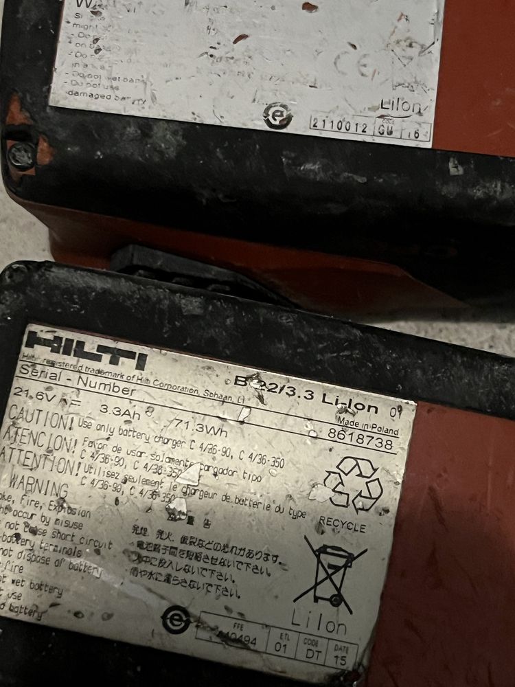 Baterii hilti 5,2 si 3,3 ah