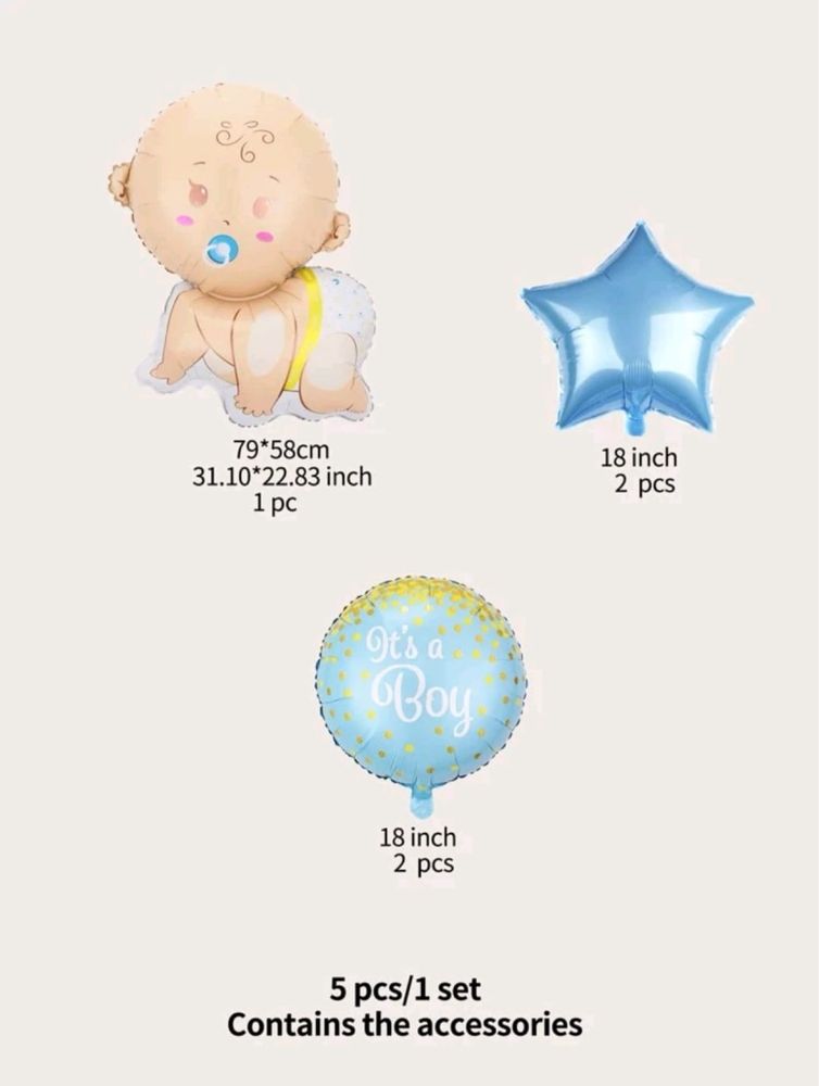 Baloane 5 piese forma bebeluș