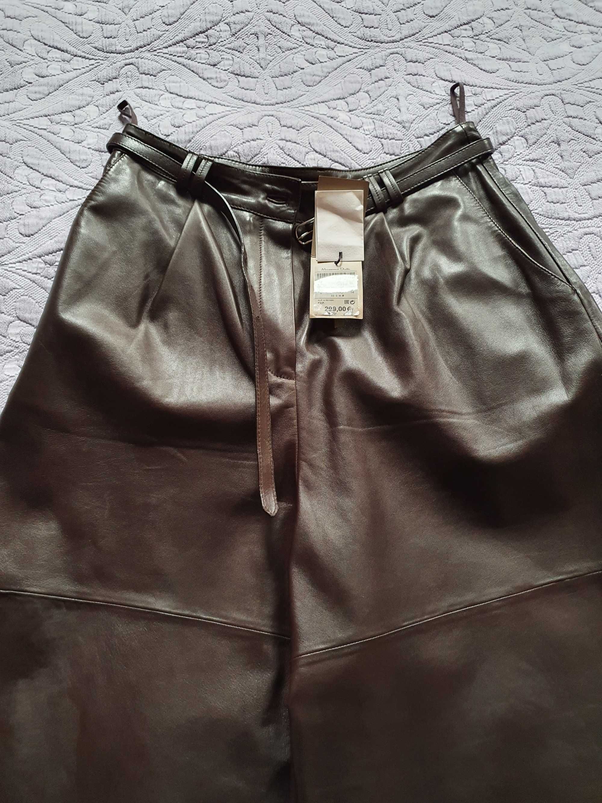 Fusta pantalon de piele Massimo Dutti noua cu eticheta