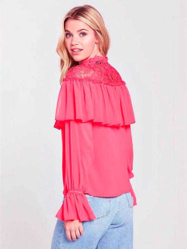 Елегантна розова малинова блуза с дантела на английската марка By Very