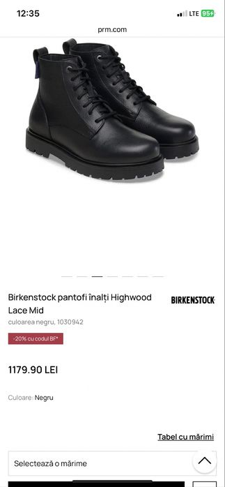 Birkenstock pantofi înalți Highwood Lace Mid 40 si 39