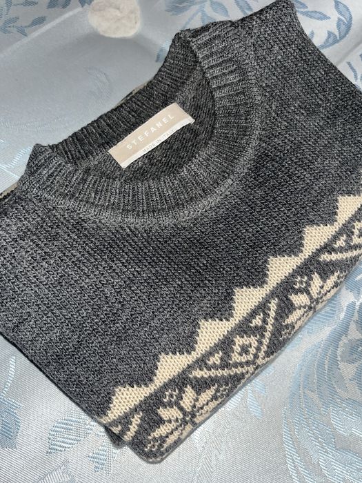 Pulover cu motiv festiv, 100% lână, Stefanel