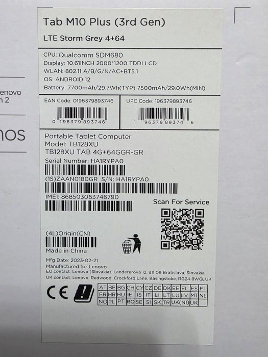 Tableta Lenovo Tab M10 Plus SIM NOUA