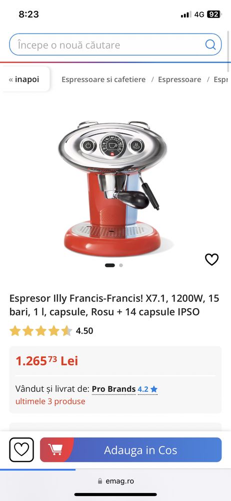 Espressor illy Francis-Francis X7.1 Rosu aparat cafea