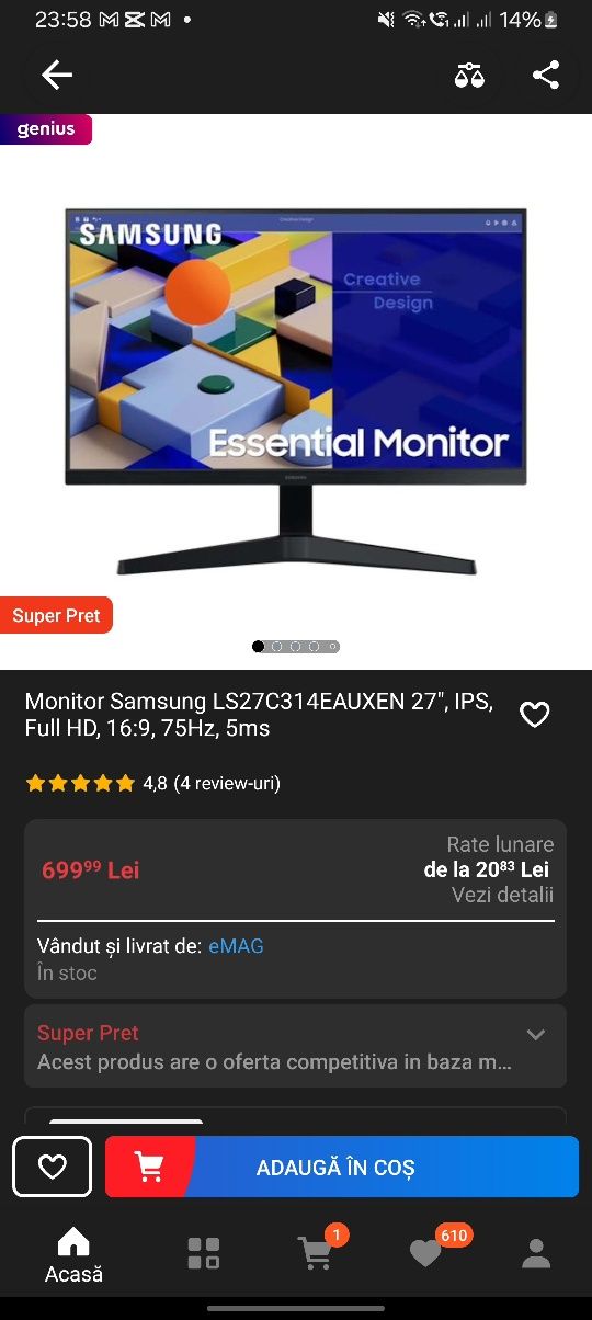 Monitor Samsung 75hz