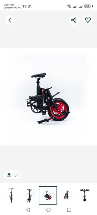 iVELO Bicicleta elec pliabila baterie LG LI-ion 7.8Ah 50km,bluetooth