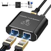 Splitter Ethernet 1 în 2 ieșire rețea 1000 Mbps LAN RJ45 Cat5/5e/6/7/8