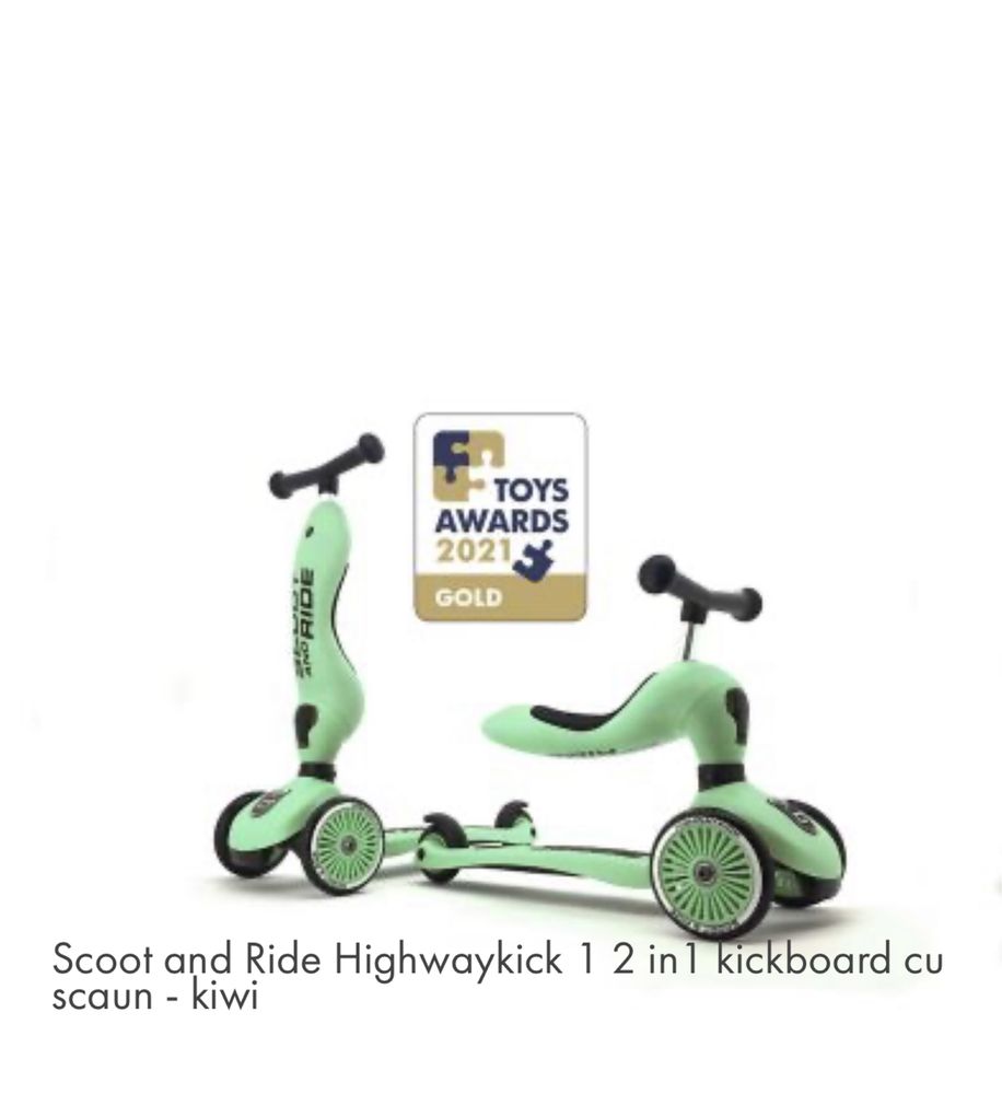 Scoot and Ride Highwaykick 1 2 in1 kickboard cu scaun - kiwi