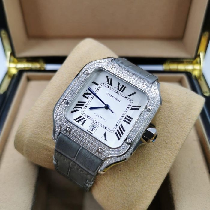 Cartier Santos 100 Full DIamond Grey