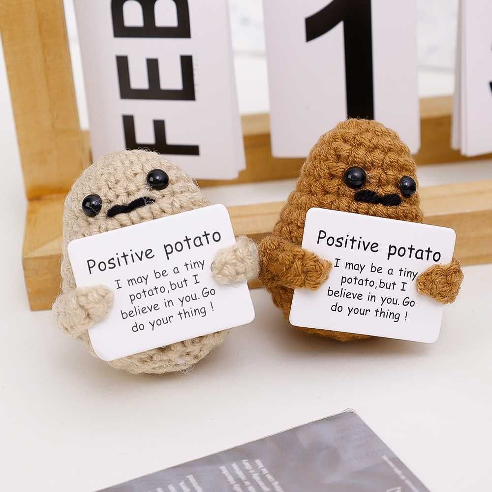 Мини плюшена кукла Potato Hug Pocket - забавна с позитивно послание