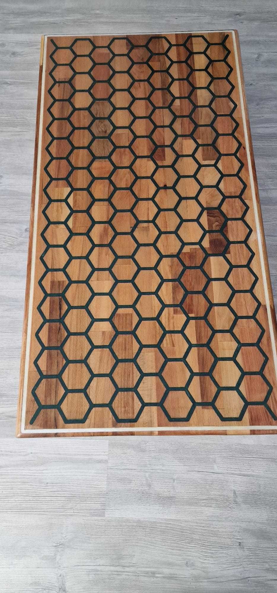 Masuta cafea Hexagon din Fag + Rasina Epoxidica 100 x 50 x 45 cm