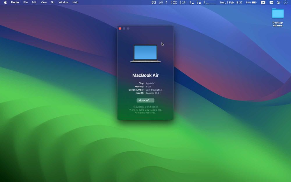 Apple MacBook AIR 13 M1 8GB RAM, 256GB SSD в перфектно състояние