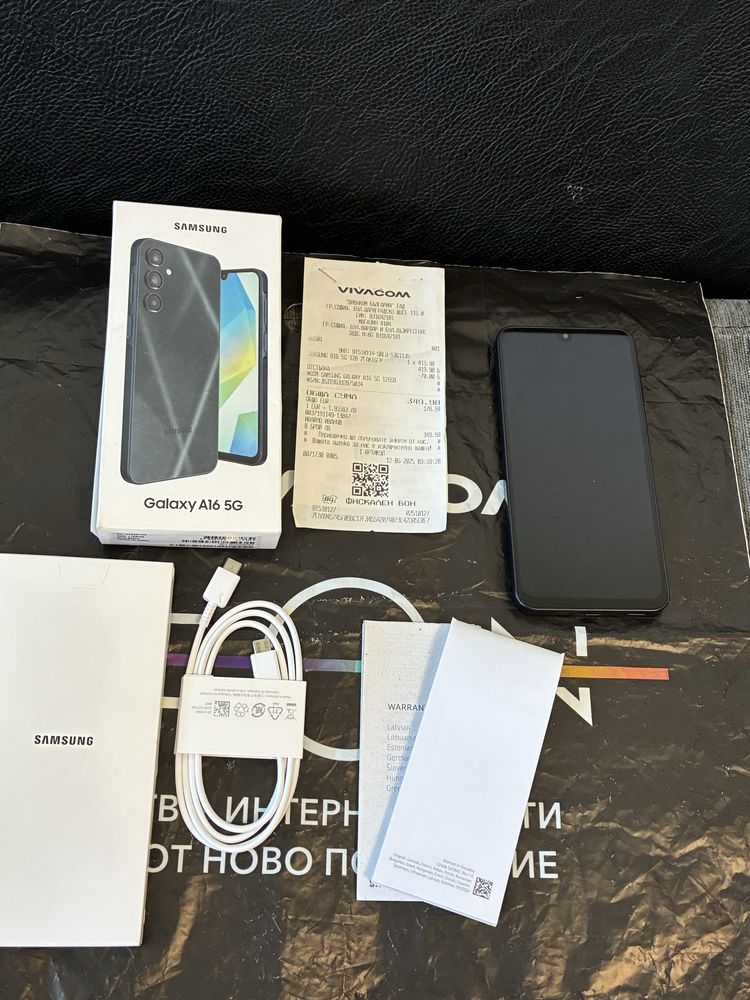 КАТО НОВ 128GB Samsung A16 5G Гаранция Vivacom 2027 Blue Black
