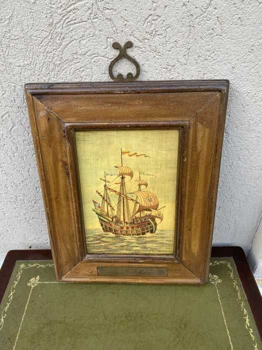 Deosebit tablou-foarte vechi-Nava comercială din sec-XVII-Anglia