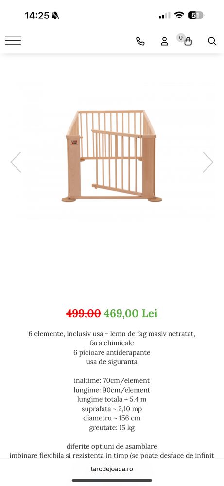 Tarc de joaca hexagonal (5+1) pentru copii si bebelusi lemn fag