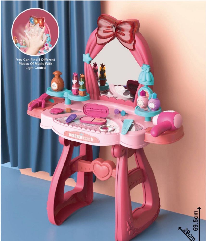 Детска тоалетка Make Up Desk със столче и светещо огледало PAT24640