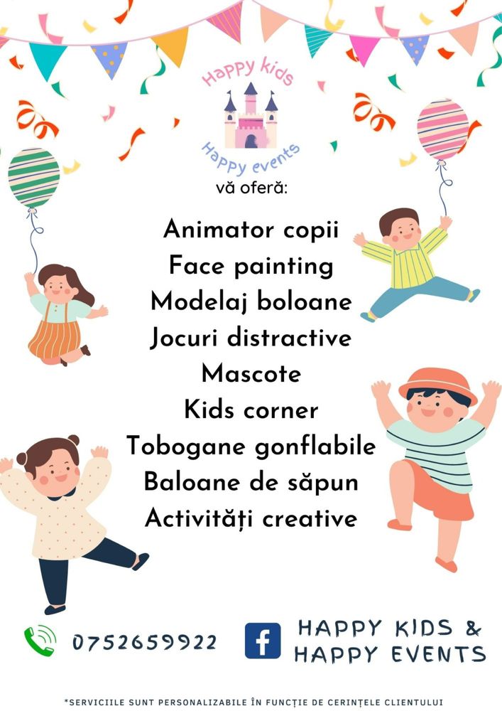 Animator petreceri copii/ Kids corner/ Tobogane gonflabile/ Jocuri/