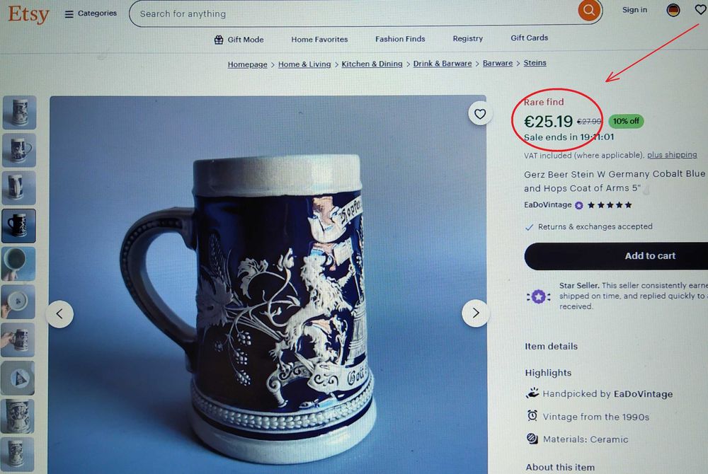 2 Căni ceramică GERTZ originale. detalii deosebite .Capacitate 300 ml.