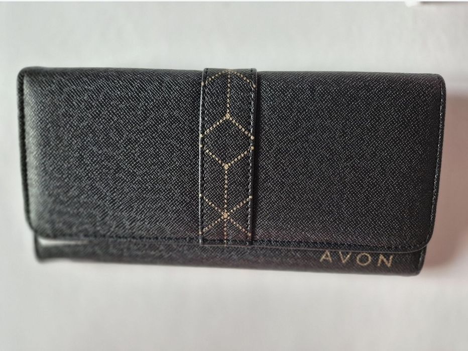 Portofel negru cu interior roz Avon