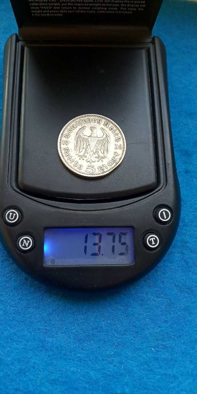 Монеты Германии, серебро  5марок 4 шт.