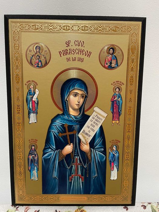icoana veche sfinta cuvioasa parascheva dim lat 23cm lung 33 cm icoana