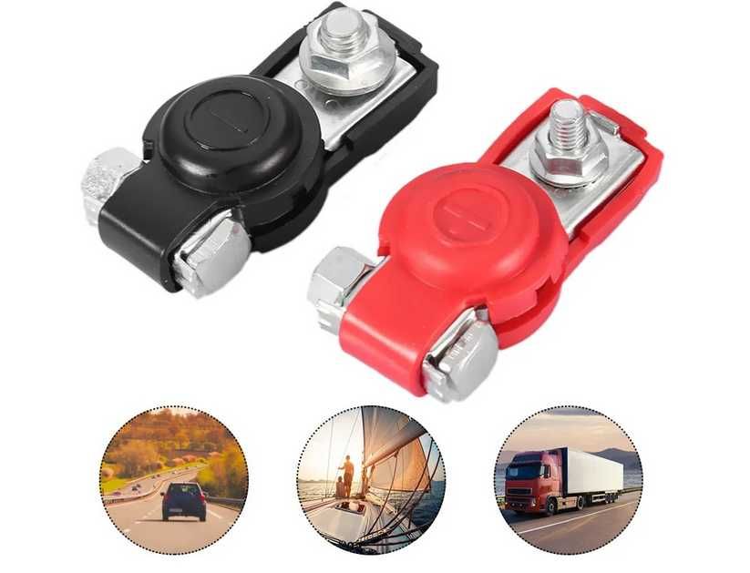 Комплект клеми за акумулатор с гумено покритие 12V.