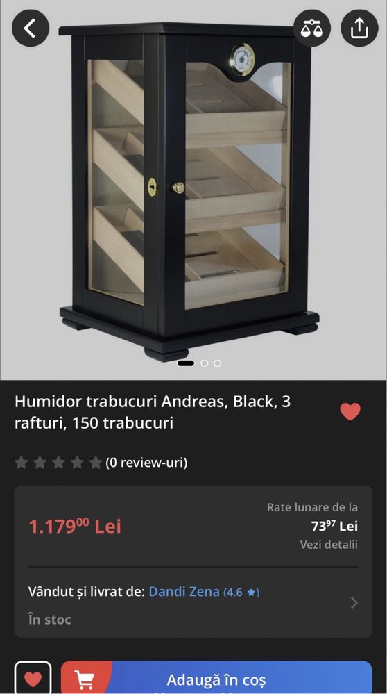 Humidor Andreas Black complet