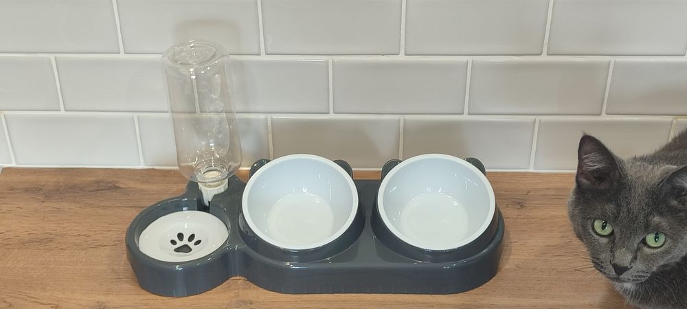 Миска для котов/кошек/котят. Тройная. С отделением для воды