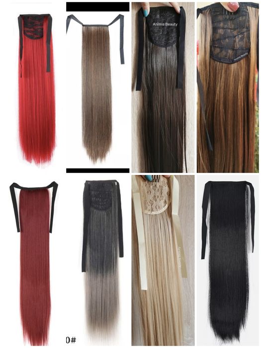 Coada par diverse culori, 60 cm, drepte, extensii par și cozi par
