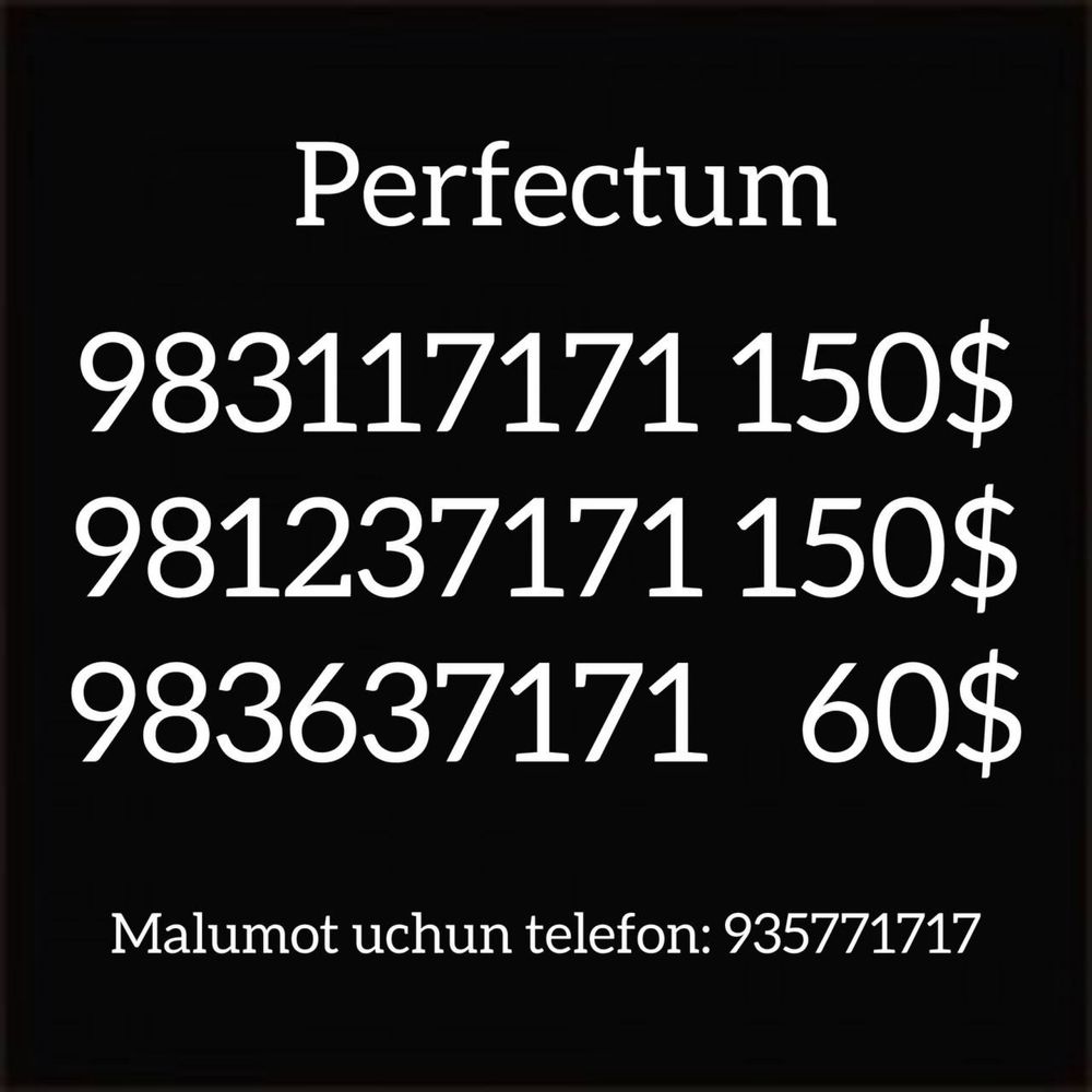 Perfectum nomerlar sotiladi