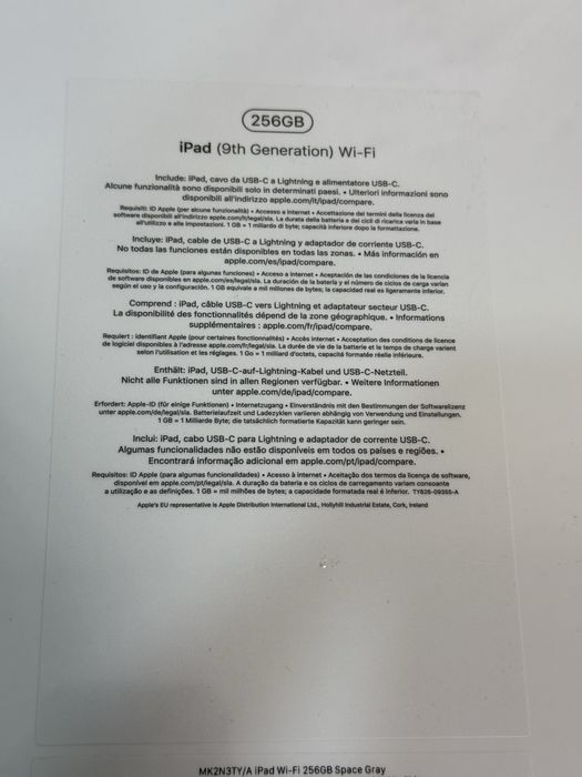 Ipad 9 256gb Wi-Fi , gray , sigilata !