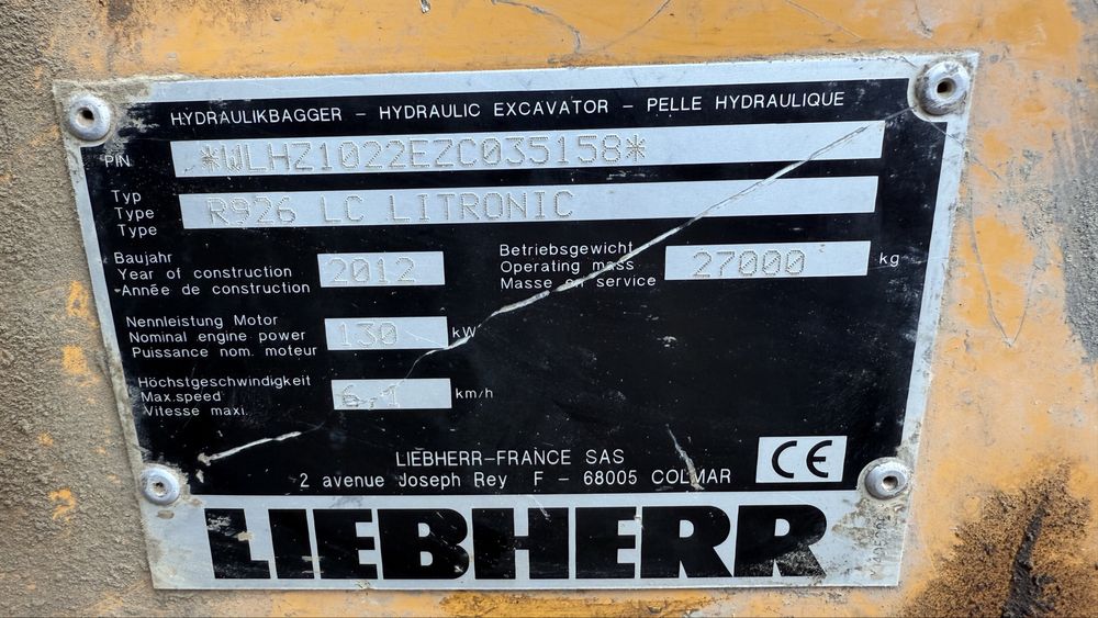 Excavator liebherr R 926 LC6100
