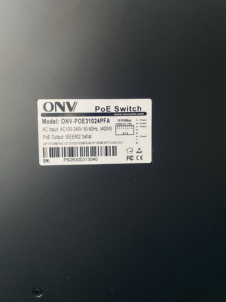 Коммутатор PoE 24-портовый ONV POE31024PFA
