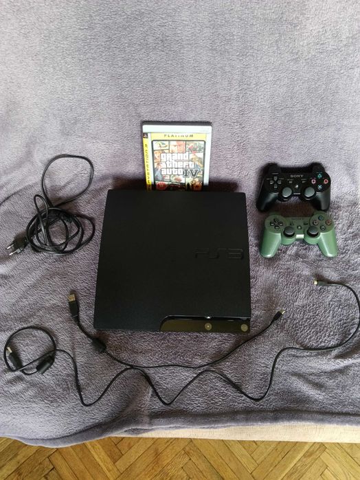 Playstation 3 Slim, КАТО НОВА,НЕ ОТВАРЯНА+ 2 DualShock 3+ GTA4 + 640GB