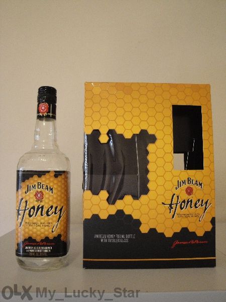 Празна колекционерска бутилка / шише и кутия от уиски Jim Beam Honey