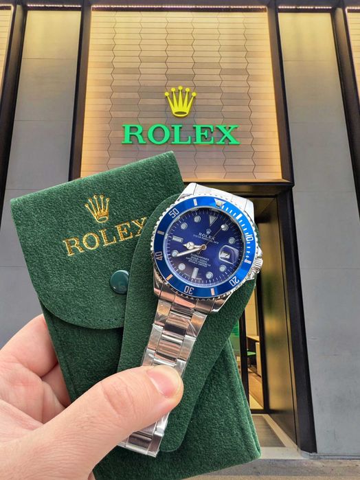 Ceas barbatesc Submariner Argintiu-Albastru + Husa