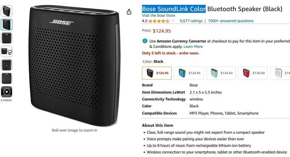 Bose SoundLink Color Bluetooth Speaker Colour
