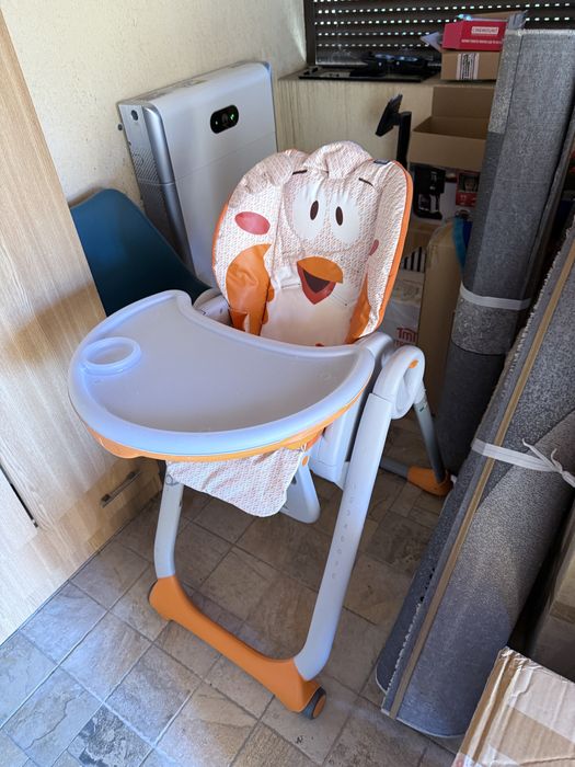 Scaun de masa Chicco Polly 2 Start Fancy Chicken, Portocaliu