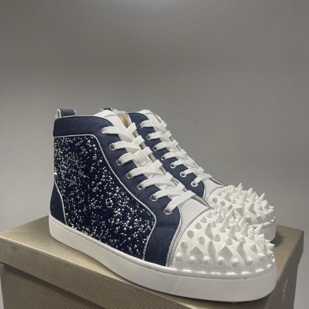 christial loubutin high white-blue