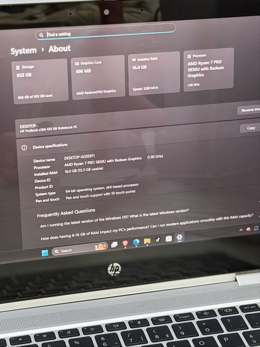 Laptop HP Touch Screen ProBook X360 435 G8