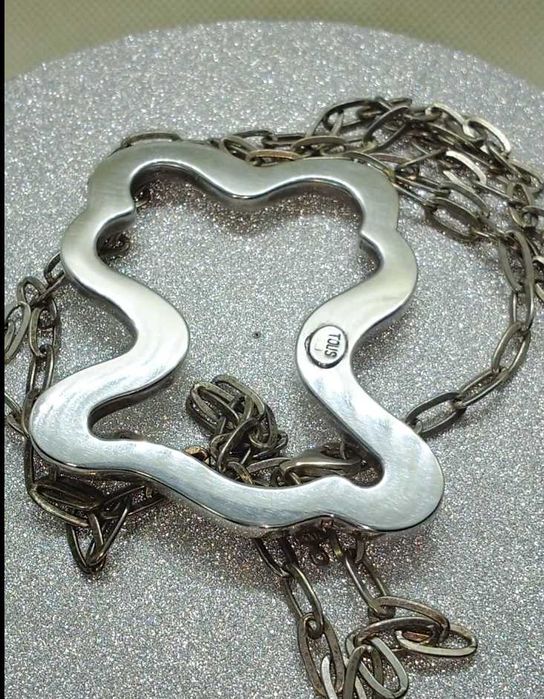 Pandantiv TOUS „ursuleț” contur mare + lanț TOUS — argint