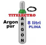 Butelie tub Argon pur 8 litri PLINA 200 bari cu 2 metri furtun gaz