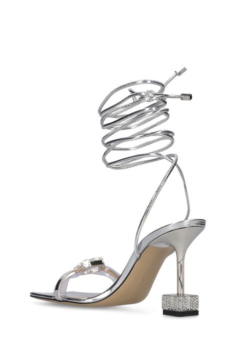 Sandale Mach & Mach cu snur pe glezna si cristal