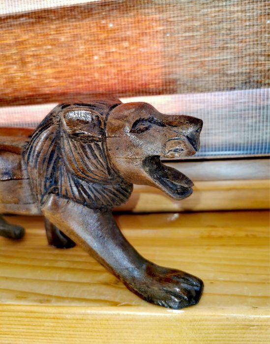 Играчка Лъв фигура дървена скулптура дърворезба статуя ръчно изработен