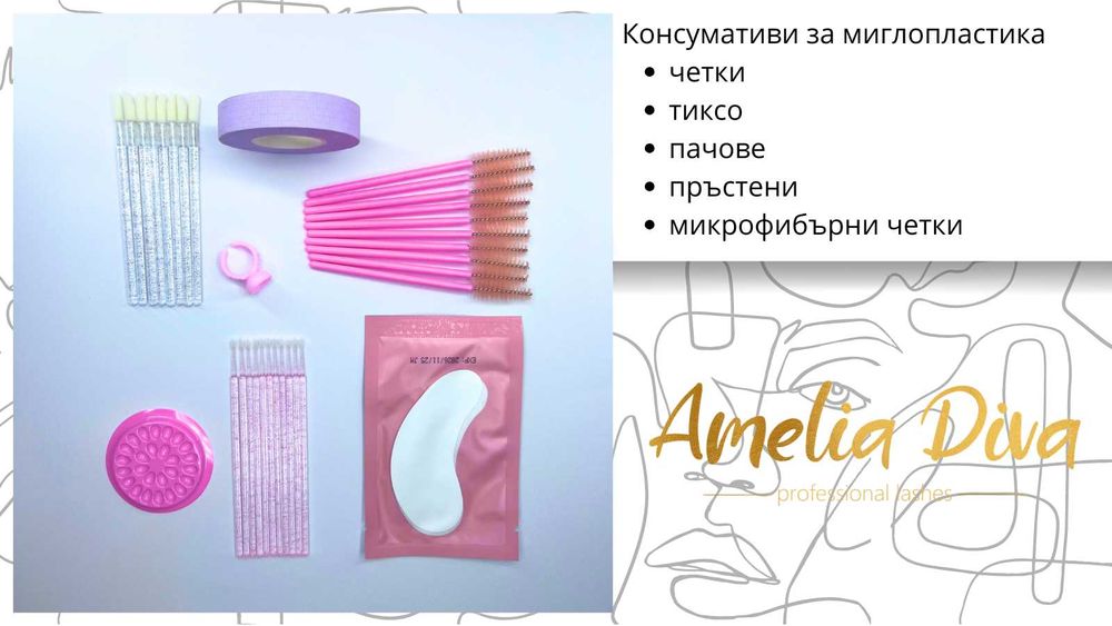 Тренировъчна глава/манекен за миглопластика в комплект с мигли