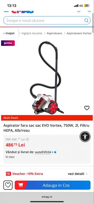 Aspirator EVO Vortex fara sac